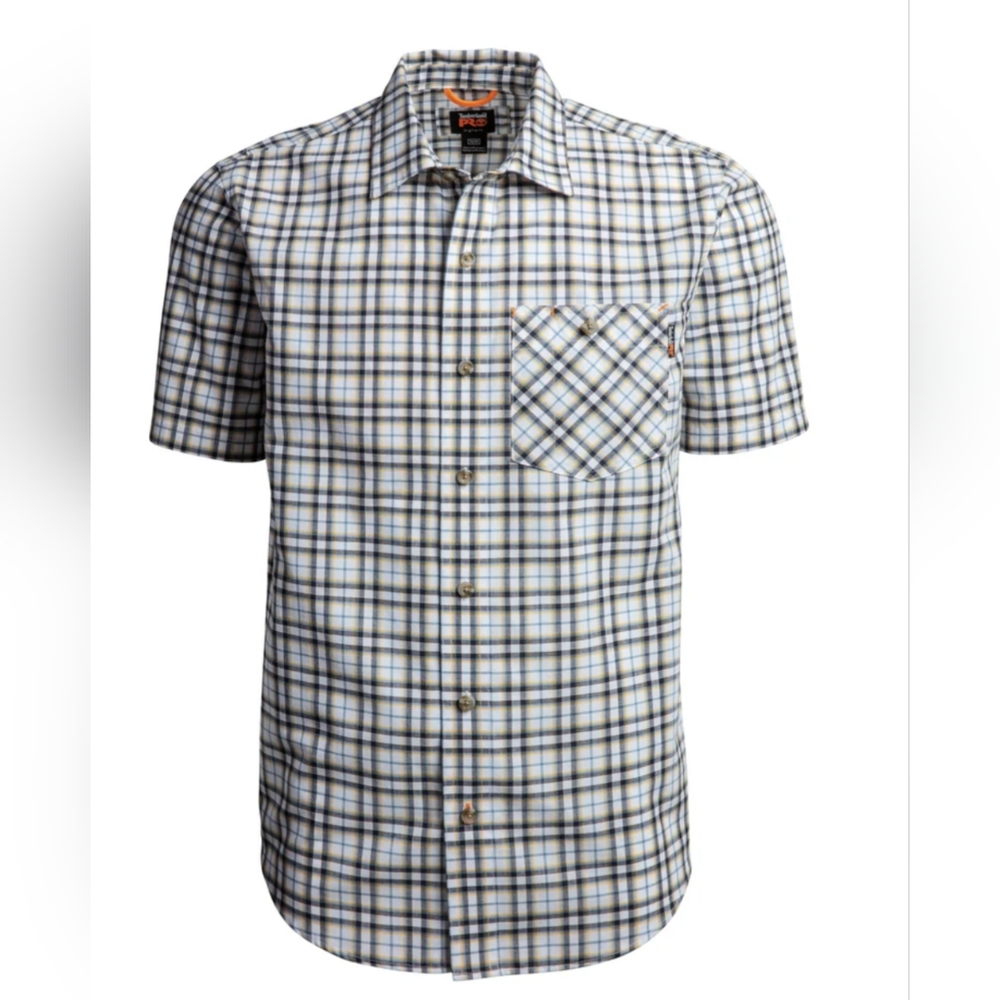 Timberland PRO Flex Short Sleeve Button Down In Plaid Size XL Tall